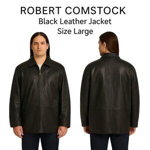 Robert Comstock Black Leather Jacket Size Large